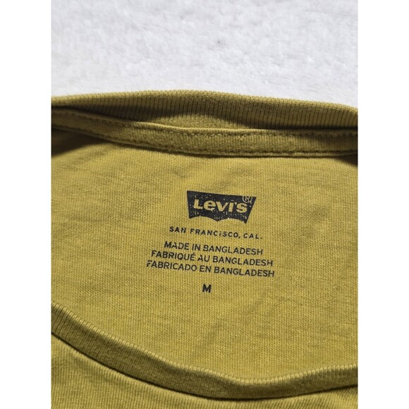 Levis Shirt Adult Medium Yellow Black Logo Graphic Tee Crew Neck Casual Mens - Picture 4 of 9